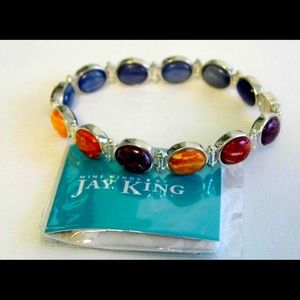 Jay King Reversible Sterling Silver Multi Gemstone
Link Bracelet